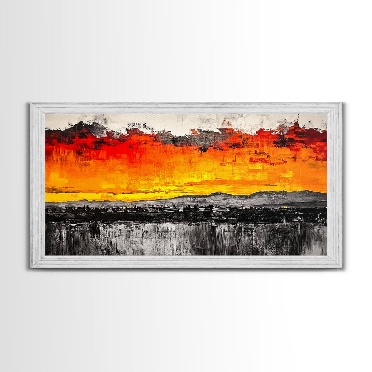 Fiery Sunset, Dramatic Sky, Abstract Landscape, Canvas Print, Modern Art, Bold Wall Decor, Warm Colors, Living Room Accent