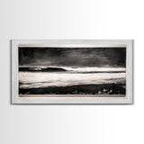 Stormy Ocean Wave, Black and White Seascape, Coastal Wall Art, Nautical Decor, Minimalist Artwork, Beach House Vibes, Framed Canvas Print