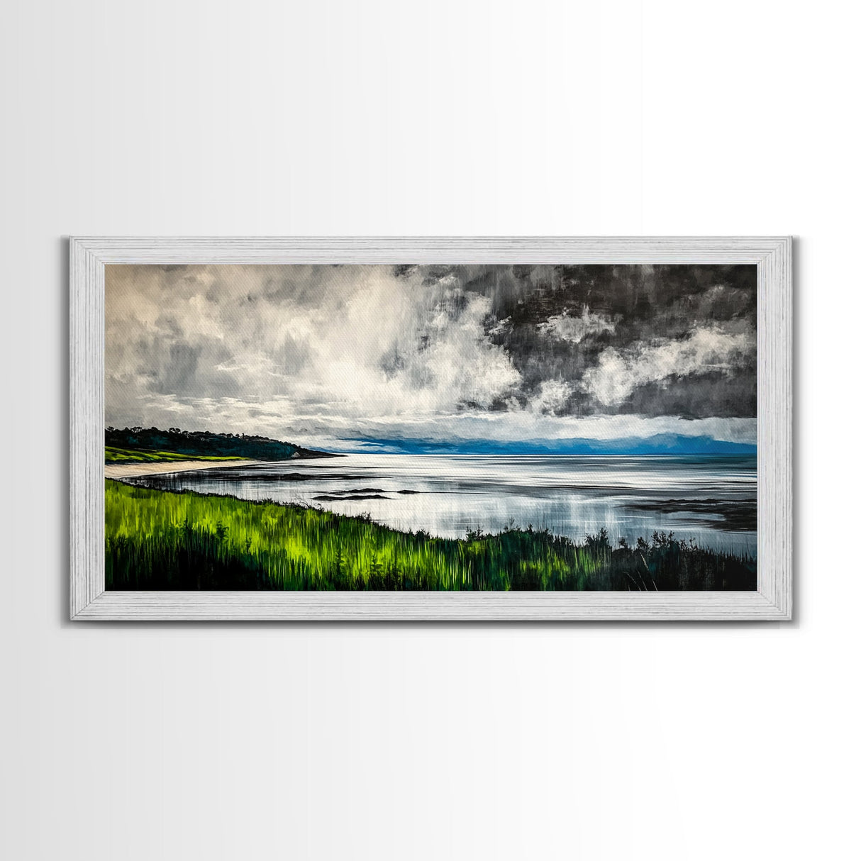 Stormy Ocean, Dramatic Sky, Coastal Print, Seascape Painting, Living Room Art, Moody Landscape, Large Framed Canvas Print, Nautical Art