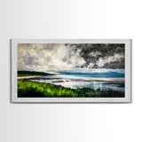 Stormy Ocean, Dramatic Sky, Coastal Print, Seascape Painting, Living Room Art, Moody Landscape, Large Framed Canvas Print, Nautical Art
