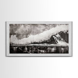 Monochrome Mountain, Dramatic Landscape, Black and White Art, Moody Wall Art, Modern Nature Print, Office Decor, Framed Canvas Print