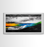 Abstract Seascape, Vibrant Waves, Modern Ocean Art, Coastal Home Decor, Colorful Beach Painting, Large Statement Art, Framed Canvas Print