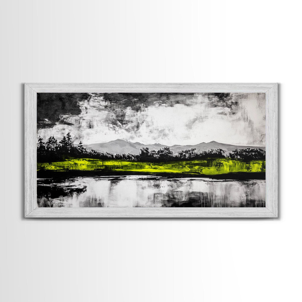 Mountain Reflection, Black and White Art, Minimalist Nature Print, Rustic Home Decor, Modern Landscape Painting, Canvas Print