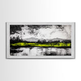 Mountain Reflection, Black and White Art, Minimalist Nature Print, Rustic Home Decor, Modern Landscape Painting, Canvas Print