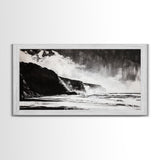 Cliffside Beach, Dramatic Seascape View, Framed Canvas Print, Black and White Art, Minimalist Decor, Bedroom Wall Art, Coastal Aesthetic