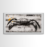 Crab Art, Coastal Kitchen, Nautical Wall Art, Framed Canvas Print, Beach House Decor, Seafood Art, Rustic Ocean Art