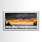Sunset Over Ocean, Dramatic Sky, Coastal Landscape, Minimalist Wall Art, Beach Home Decor, Framed Canvas Print, Large Statement Art