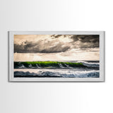 Green Wave, Stormy Ocean, Dramatic Canvas Print, Coastal Wall Art, Surfing Art, Minimalist Waves, Office Decor, Modern Seascape