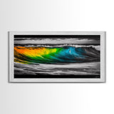 Vibrant Ocean Wave, Abstract Surf Art, Tropical Wall Art, Framed Canvas Print, Beach House Decor, Coastal Living Room Wall Art