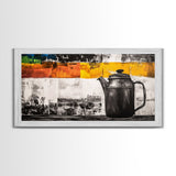 Retro Coffee Pot, Black and White Kitchen Art, Industrial Style, Canvas Print, Rustic Coffee Decor, Dining Room Wall Art, Barista Gift