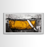 Minimalist Abstract, Yellow Black Art, Industrial Wall Decor, Urban Loft Accent, Framed Canvas Print, Modern Home Office Art