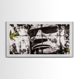 Monochrome Face Art, Edgy Black White Painting, Street Art Print, Urban Loft Decor, Framed Canvas Print, Unique Statement Piece