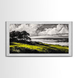 Coastal Landscape, Ocean View, Sunset Wall Art, Seaside Decor, Modern Seascape, Framed Canvas Print, Living Room Wall Art, Beach Painting