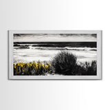 Ocean Waves, Coastal Scene, Beach House Art, Seaside Decor, Black and White Seascape, Framed Canvas Print, Minimalist Art, Nature Painting