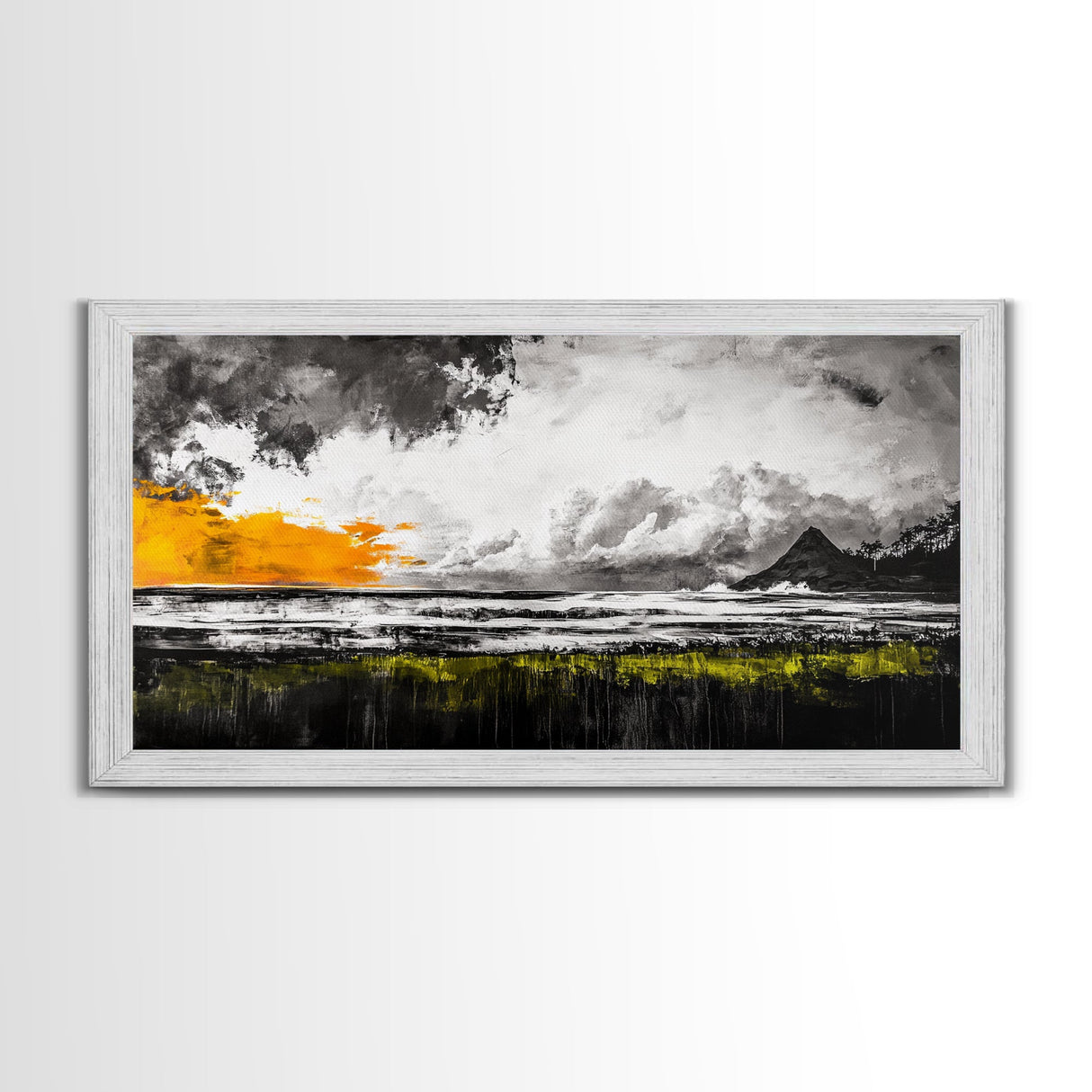 Sunset Seascape, Coastal Wall Art, Modern Beach Decor, Ocean Painting, Large Framed Canvas Print, Living Room Art, Minimalist Art