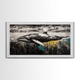 Whale Art, Ocean Life Decor, Nautical Canvas Print, Marine Wildlife Art, Black and White Art, Coastal Home Decor, Living Room Wall Art