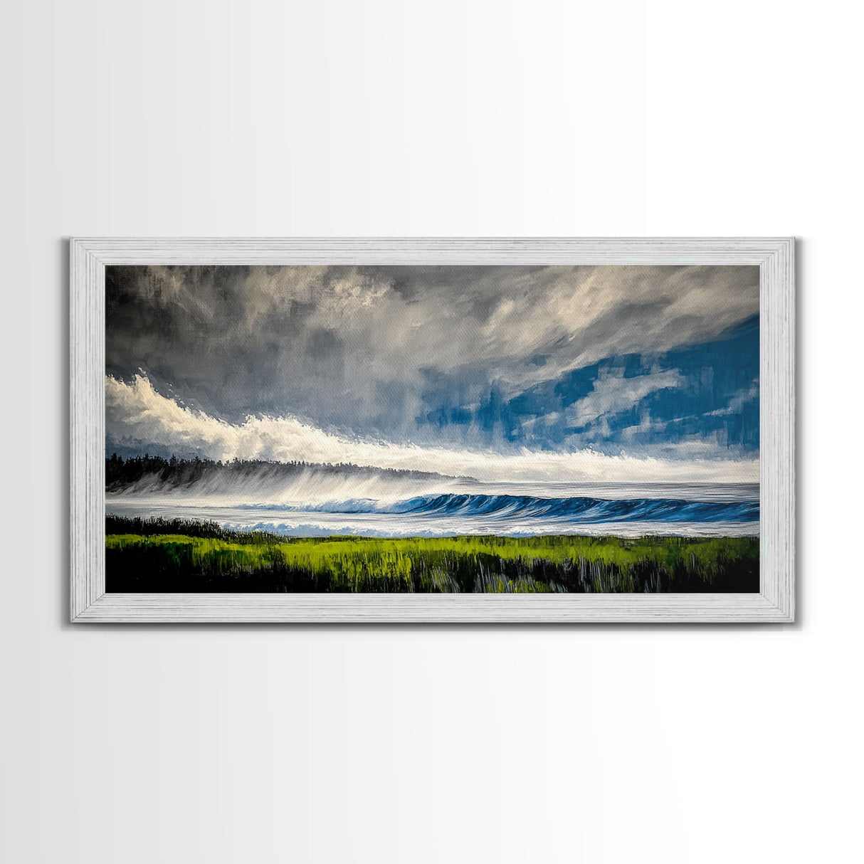 Deep Blue Ocean, Crashing Waves, Coastal Beauty, Canvas Print, Modern Beach Art, Nautical Home Decor, Living Room Wall Art, Bold Colors