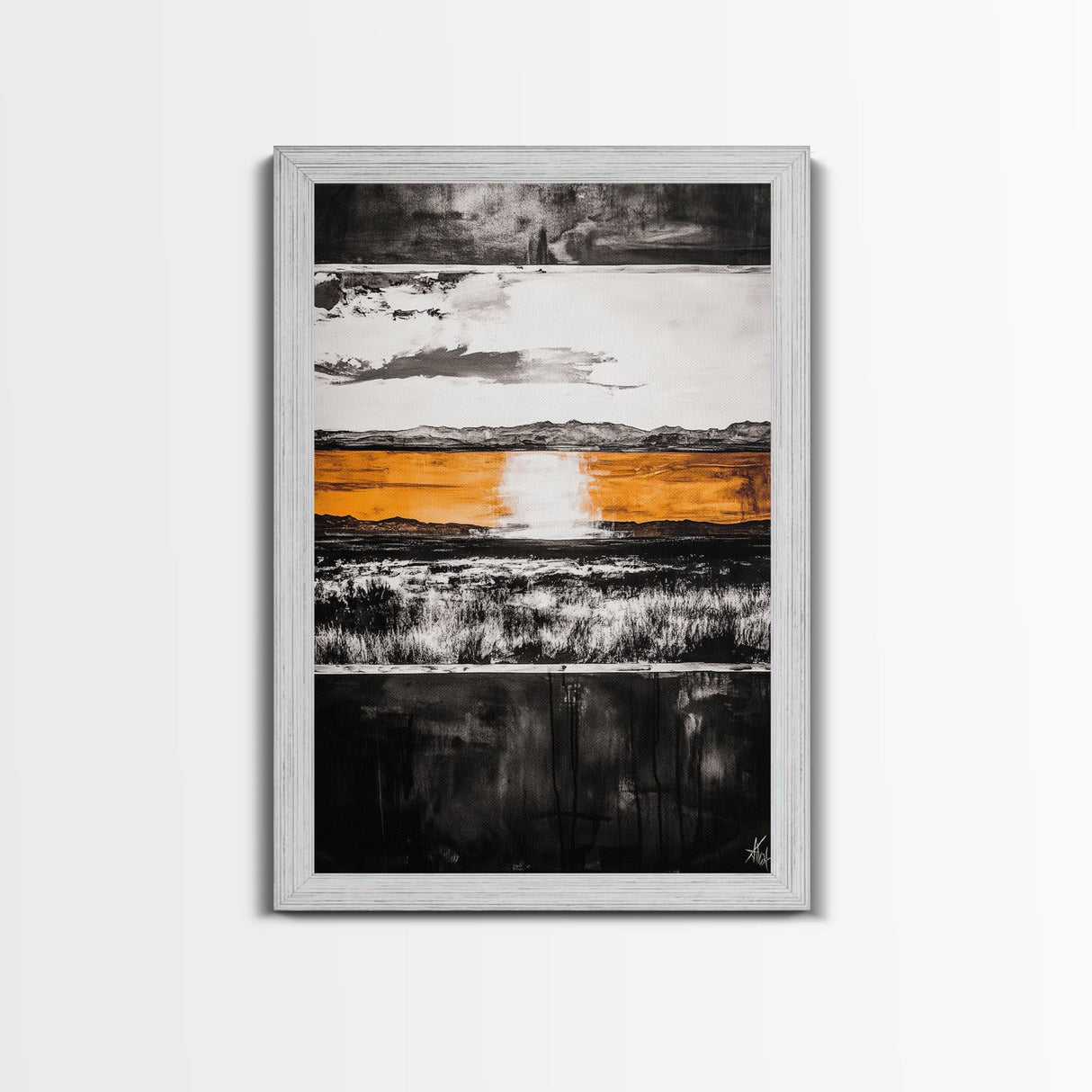 Abstract Horizon, Golden Light, Modern Landscape, Framed Canvas Print, Minimalist Wall Art, Office Decor, Contemporary Sunset, Fall Vibes