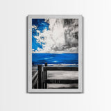 Ocean View, Coastal Art, Blue Sky, Beach Decor, Framed Canvas Print, Nautical Wall Art, Living Room Art, Modern Art, Beach House Wall Art