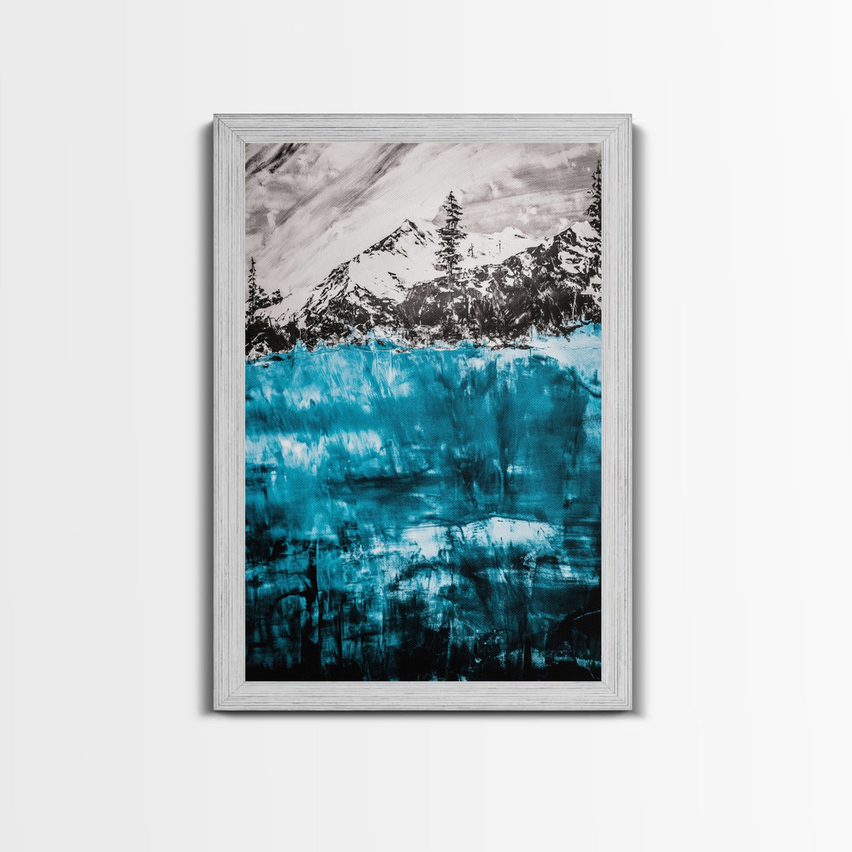 Mountain Lake, Nature Wall Art, Wilderness Art, Outdoor Landscape, Cabin Decor, Black and White Art, Scenic Wall Art, Canvas Print