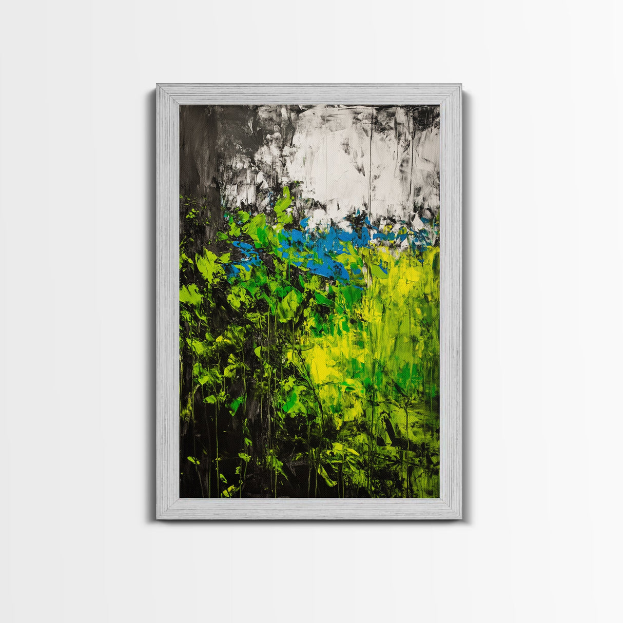 Vibrant Foliage, Green Leaves, Nature Painting, Abstract Landscape, Framed Canvas Print, Botanical Art, Boho Decor, Bedroom Wall Art