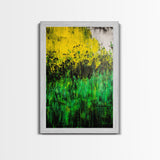 Wildflowers, Green and Yellow, Nature Wall Art, Canvas Print, Boho Art, Botanical Decor, Living Room Art, Earthy Tones, Floral Aesthetic