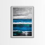 Ocean Waves, Coastal Abstract, Bold Blue, Canvas Print, Beach Wall Art, Modern Minimalist Painting, Bedroom Wall Decor