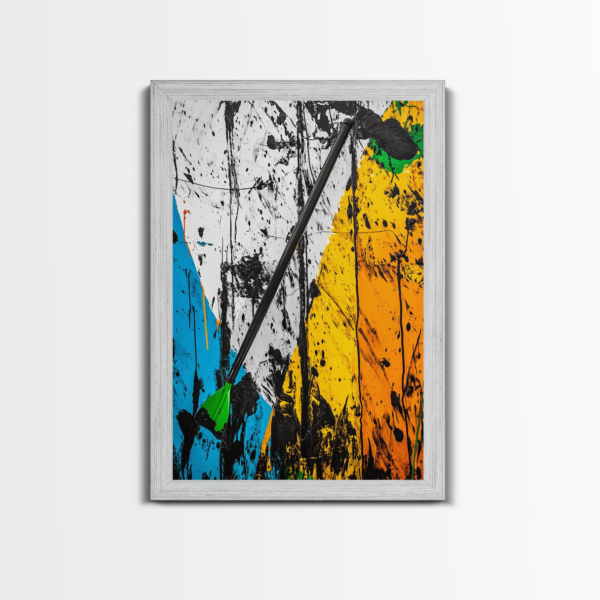 Abstract Dart, Modern Wall Art, Graffiti Style, Bold Colors, Urban Art Decor, Unique Home Aesthetic, Framed Canvas Print