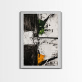 Greenery Abstract Painting, Textured Black White Art, Canvas Print, Minimalist Wall Art, Living Room Decor, Modern Home Accent