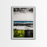 Ocean Horizon, Modern Seascape, Coastal Wall Art, Blue Waters, Black and White Art, Framed Canvas Print, Living Room Decor, Minimalist Art
