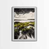 Dune Grass, Coastal Landscape Wall Art, Beach House Decor, Serene Nature Print, Rustic Seaside Art, Framed Canvas Print