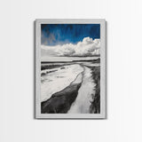 Sandy Path, Tranquil Beach Wall Art, Minimalist Coastal Home Decor, Nature Landscape Print, Ocean Retreat, Framed Canvas Print