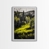 Forest Glow, Golden Trees, Nature Wall Art, Canvas Print, Mountain Landscape, Woodland Scene, Autumn Decor, Cabin Home Style, Moody Tones
