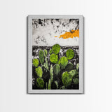 Cactus Art, Desert Scene, Framed Canvas Print, Southwest Wall Art, Boho Home Decor, Minimalist Nature Art, Living Room Statement Piece