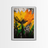 Sunflower Bloom, Fall Wall Art, Framed Canvas Print, Yellow Floral Art, Rustic Farmhouse Decor, Boho Kitchen Art, Country Home