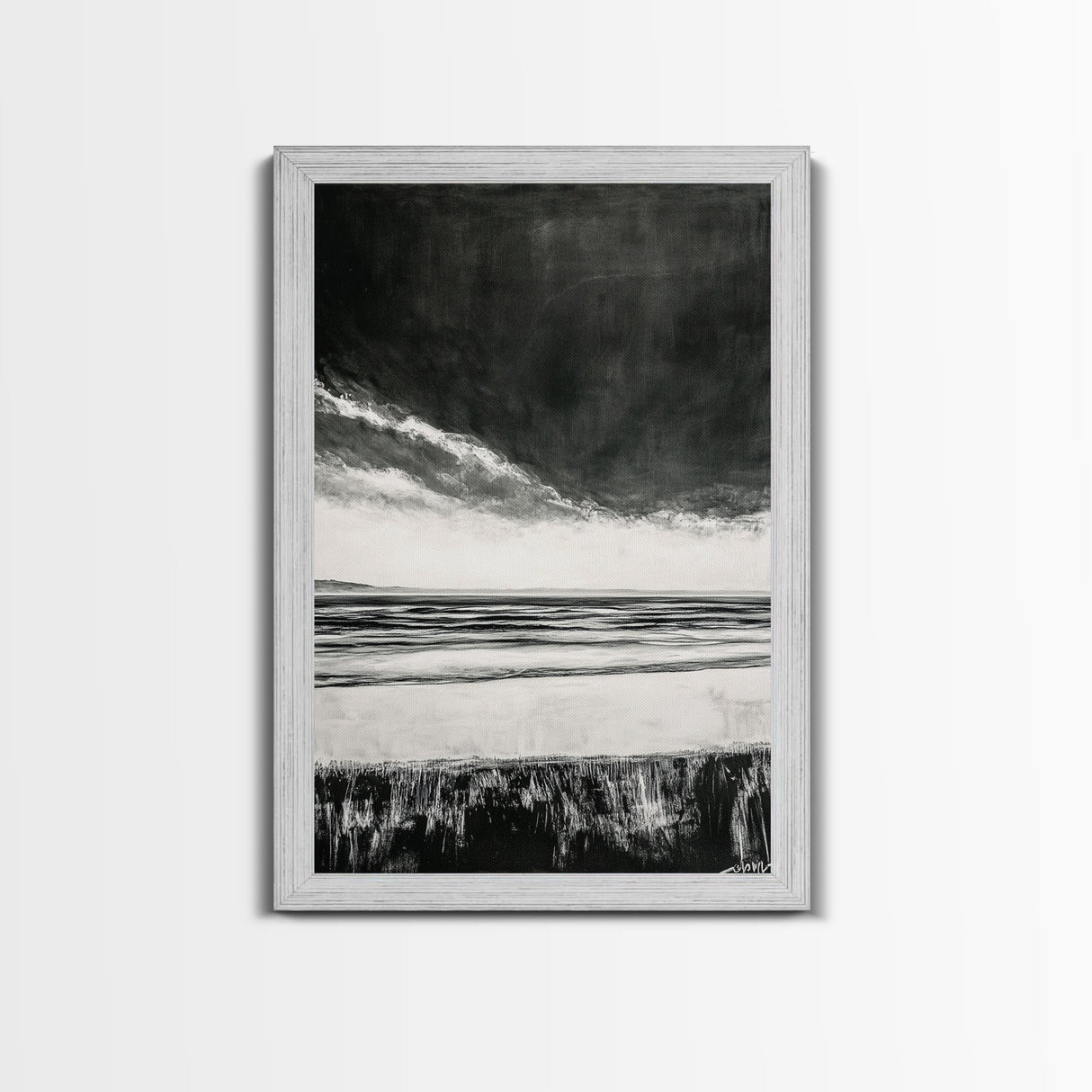 Dark Sky, Ocean Storm, Dramatic Seascape, Canvas Print, Moody Wall Art, Modern Coastal Decor, Nautical Painting, Living Room Art