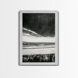 Dark Sky, Ocean Storm, Dramatic Seascape, Canvas Print, Moody Wall Art, Modern Coastal Decor, Nautical Painting, Living Room Art
