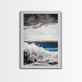 Ocean Wave Art, Monochrome Seascape Print, Coastal Wall Decor, Ocean Scene, Nautical Art, Beach House Print, Framed Canvas Print