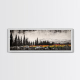 Mountain Landscape, Black and White Wall Art, Modern Nature Print, Rustic Living Room Decor, Autumn Canvas Print, Large Wall Art