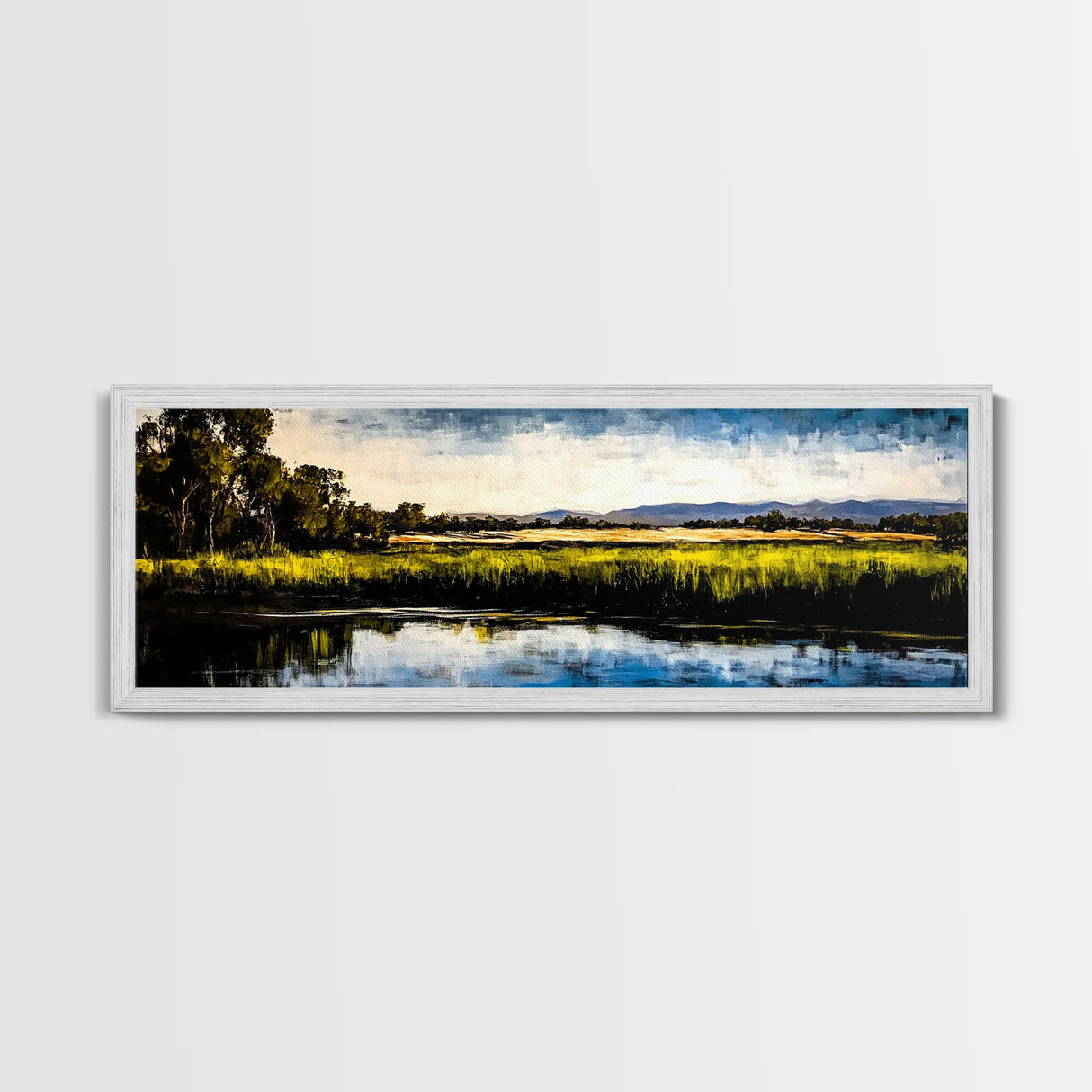 Serene River, Nature Landscape, Framed Canvas Print, Rustic Wall Art, Countryside Decor, Living Room Wall Art, Modern Farmhouse Style