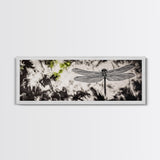 Dragonfly Sketch, Monochrome Nature, Canvas Print, Modern Wall Art, Minimalist Decor, Botanical Illustration, Bedroom Artwork