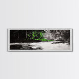 Misty Forest, River Landscape, Green Nature, Framed Canvas Print, Large Wall Art, Nature Wall Decor, Living Room Art, Modern Art