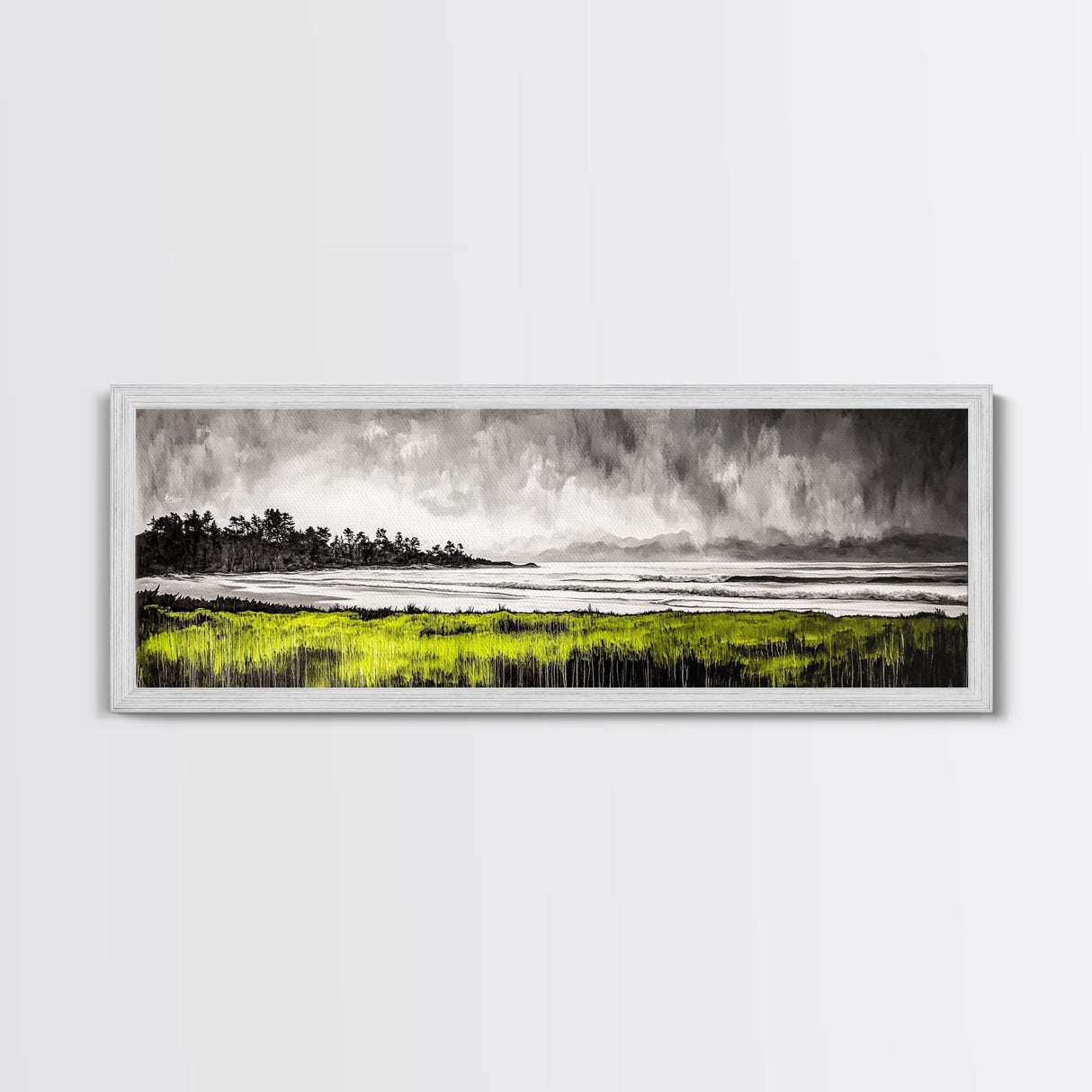 Coastal Storm, Ocean Waves, Black White Gray, Canvas Print, Beach House Decor, Nautical Wall Art, Modern Seascape, Bedroom Art