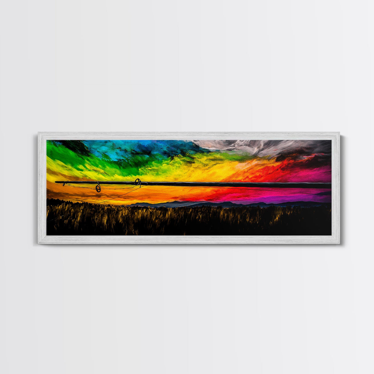 Fishing at Sunset, Rustic Cabin Decor, Lake House Art, Canvas Print, Outdoor Enthusiast Gift, Nature Lover, Vibrant Sky Painting