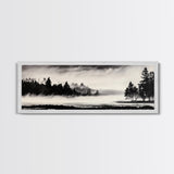 Foggy Forest, Minimalist Landscape, Nature Lover Wall Art, Framed Canvas Print, Calm and Serene Decor, Woodland Theme, Cozy Home Art