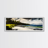 Coastal Landscape, Blue and Green Seascape, Beach Wall Art, Modern Wall Decor, Office Wall Art, Framed Canvas Print, Large Canvas Art