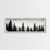 Foggy Pines, Black and White Nature Art, Minimalist Forest Print, Modern Wall Decor, Living Room Wall Art, Framed Canvas Print, Rustic Home Decor
