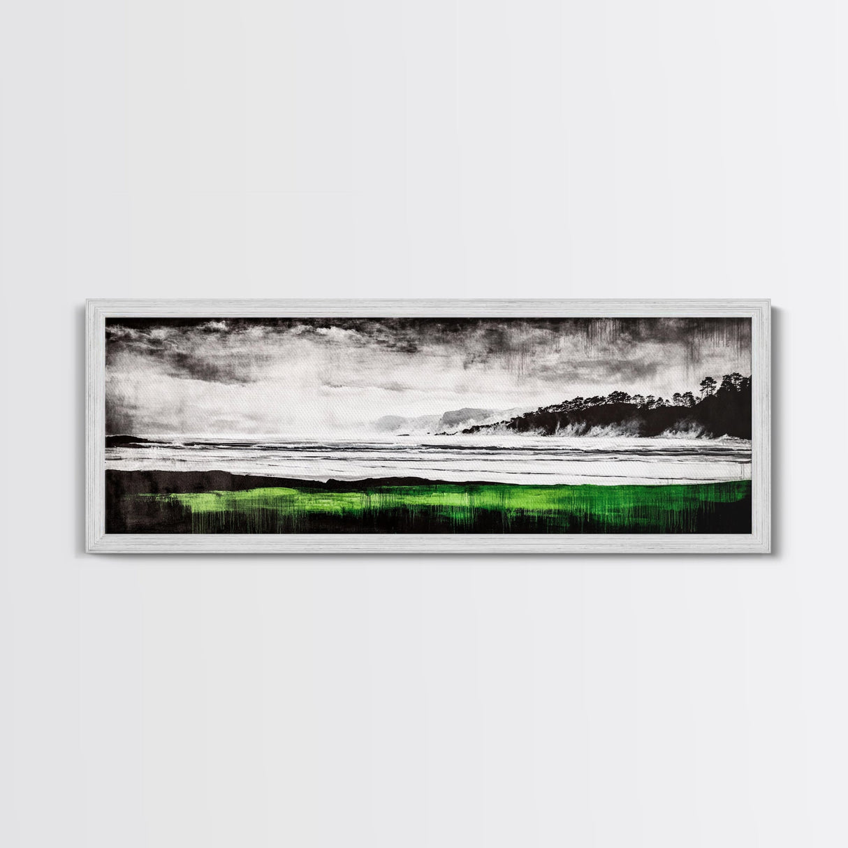 Stormy Beach, Coastal Landscape, Black and White, Canvas Print, Large Wall Art, Modern Home Decor, Bedroom Wall Art, Minimalist Aesthetic