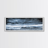Blue Ocean, Stormy Waves, Mountain Seascape, Canvas Print, Coastal Wall Art, Nautical Home Decor, Living Room Art, Large Modern Print