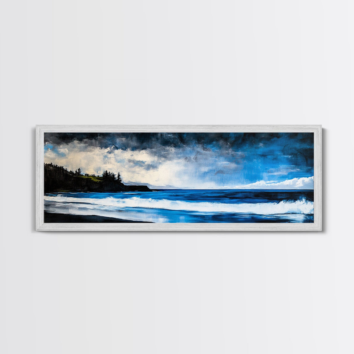 Dramatic Ocean, Seascape Painting, Beach House Decor, Canvas Print, Coastal Wall Art, Bedroom Wall Decor, Blue Wave Art, Nautical Theme
